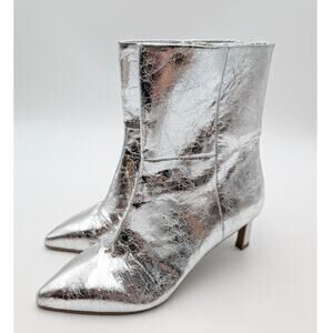 DV by Dolce Vita Gradie Kitten Heel Boot Women's Silver Size US6 EU36.5